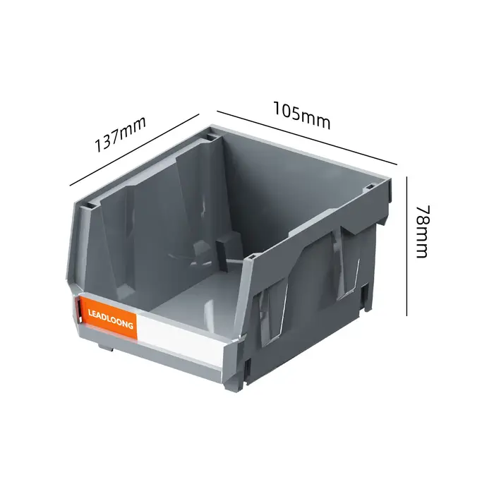 Boîte de rangement en plastique empilable gris 6/24 pièces