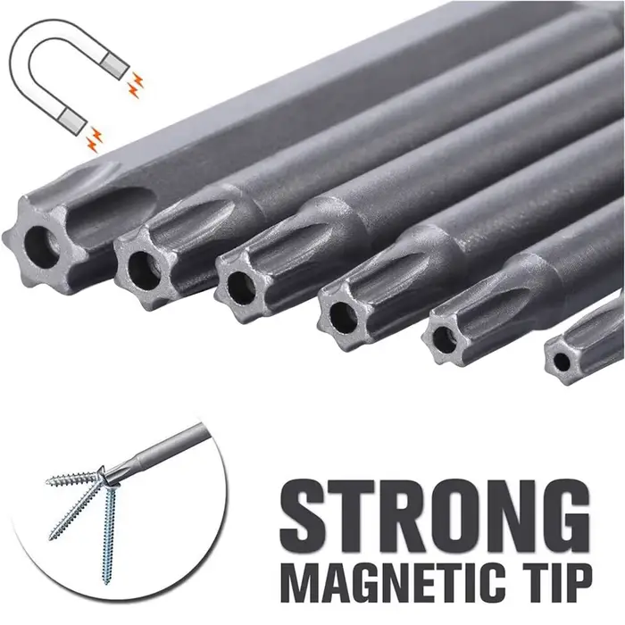 Jeu d'embouts de tournevis Torx en acier, tête de sécurité Torx, tige hexagonale de 1/4 pouces, long