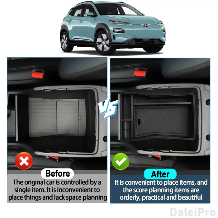 Boîte d'accoudoir de voiture pour Kona EV SX2 2024 2025
