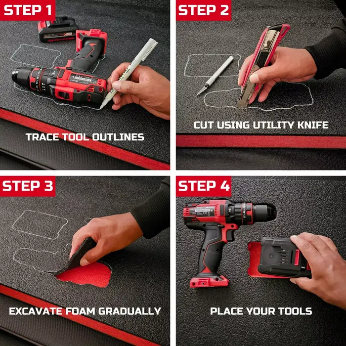 Inserts de protection en mousse pour boîte à outils