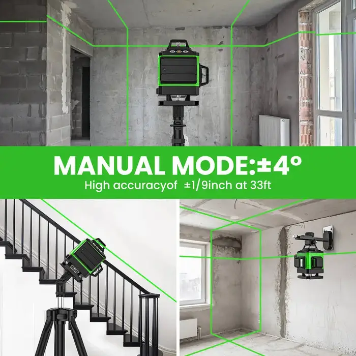 4D 16-Line Laser Level with Auto-Leveling, USB-Rechargeable Lithium Battery, High-Power Laser for Fl