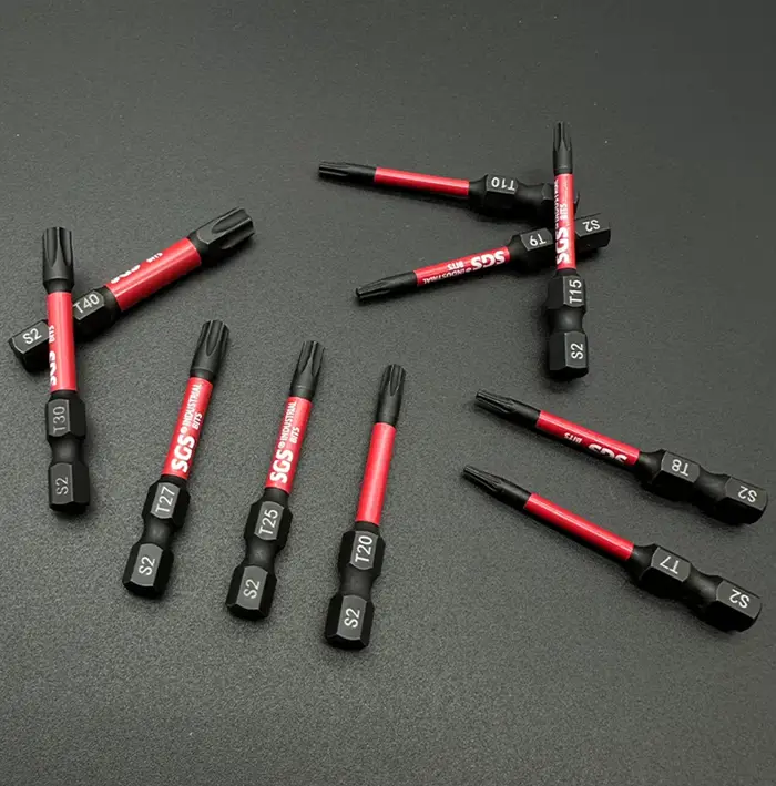 Jeu de 10 embouts de tournevis Torx antidérapants magnétiques solides et creux de 50 mm