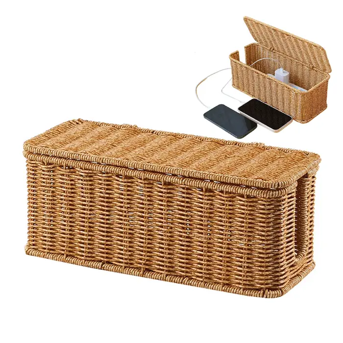 Boîte de rangement de câbles tissés à la main