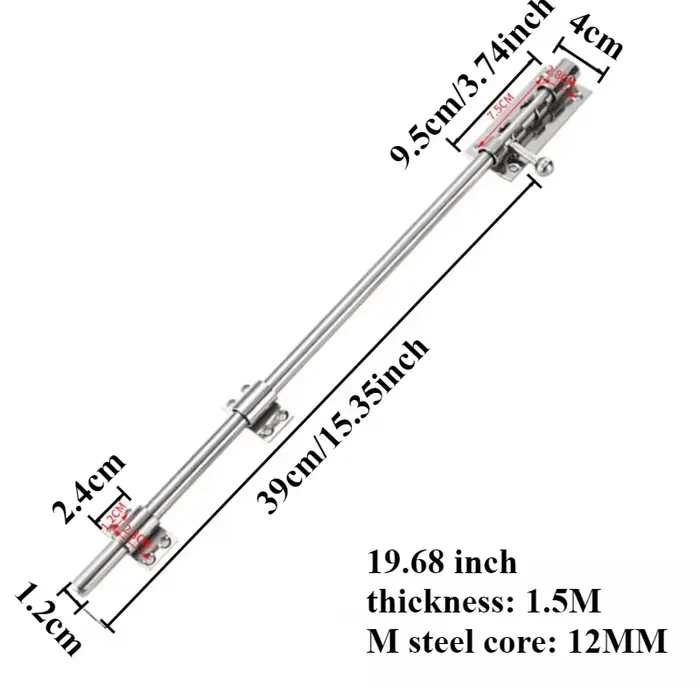 Verrou de porte en acier inoxydable brossé