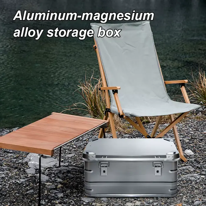 60-80L boîte de rangement extérieure Camping pique-nique voyage en alliage d'aluminium grande capacité