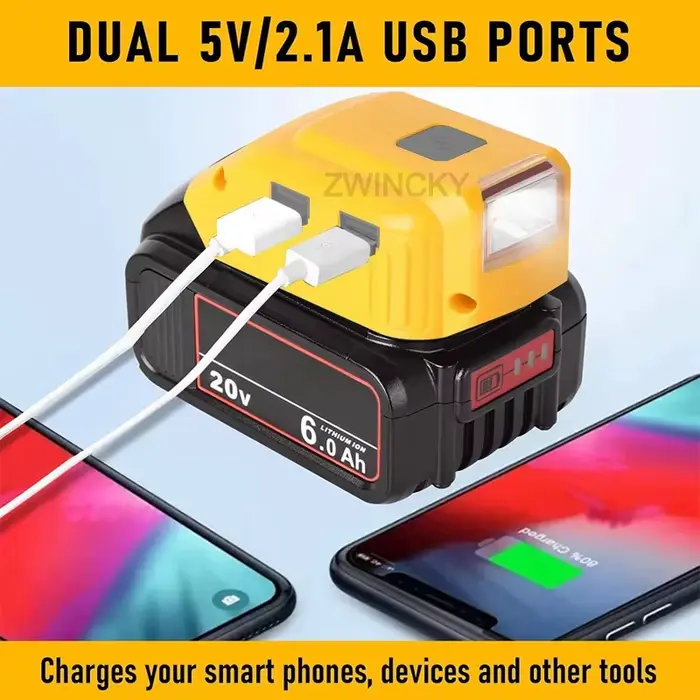 Adaptateur de chargeur de batterie DCB090 pour batterie lithium Dewal 18V 20V avec USB Type C DC 12V