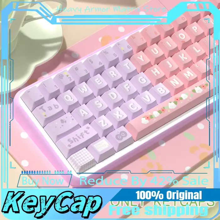 Linglan mignon thème Keycaps 138/158 touches cerise/Mda profil Pbt clavier mécanique Anime dessin