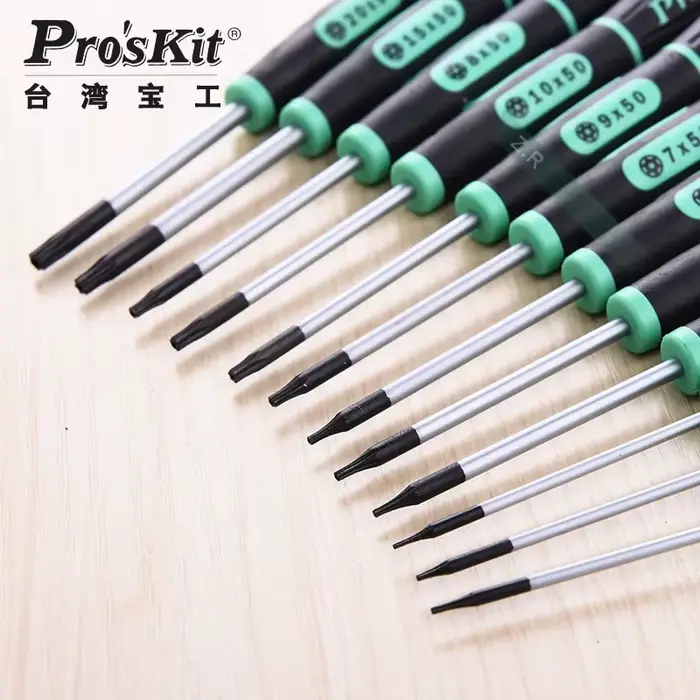 Pro'skit Tournevis hexagonal en forme d'étoile avec trous et structure creuse T1 T2 T3 T4 T5 T6 T7 T8 T9 pour un travail efficace