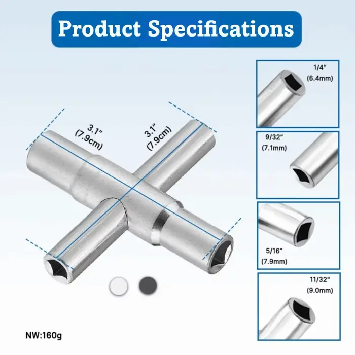 Clé multifonctionnelle 4-en-1 pour robinet