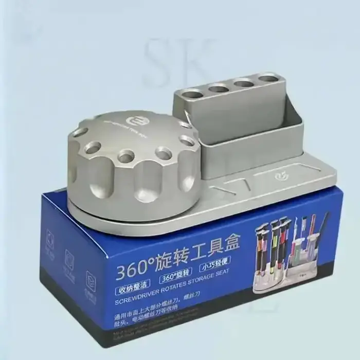Boîte de rangement pour tournevis 360 ° Support rotatif en alliage d'aluminium