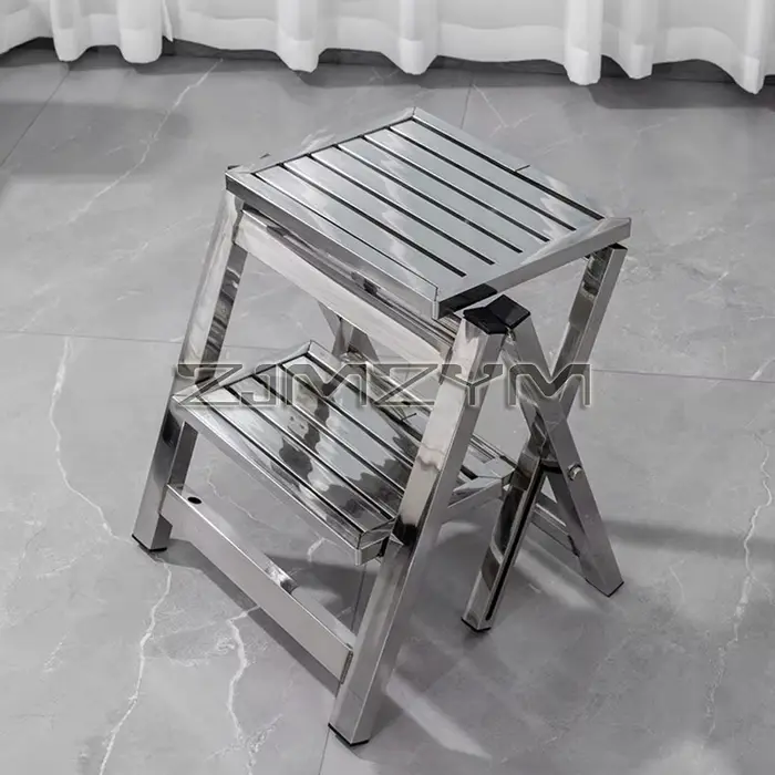 Tabouret d'échelle en acier inoxydable pliant télescopique épaissi escabeau intérieur multifonctionnel Portable 2-3