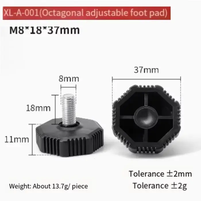 M8 pied de nivellement vis sur Type PP meubles en plastique Table chaise canapé jambe pieds antidérapants niveleur réglable Base boulon Pad