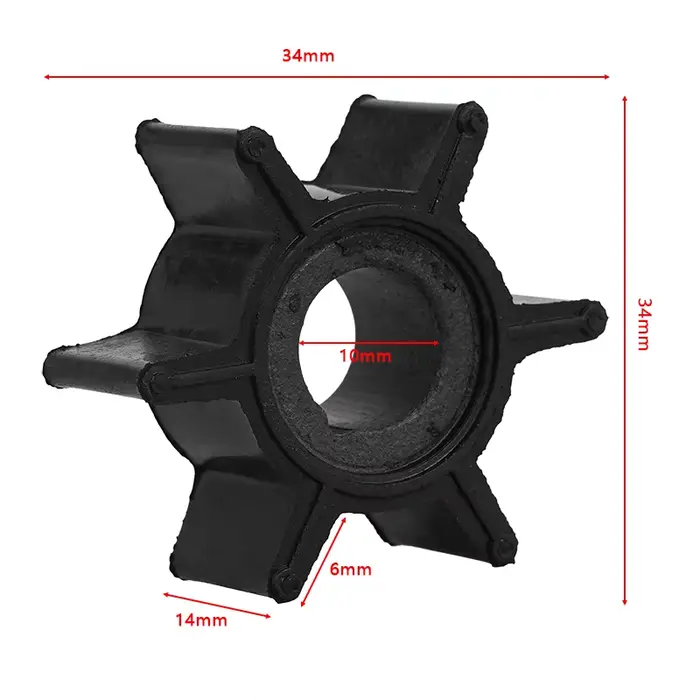 Turbine de pompe à eau en caoutchouc noir pour Tohatsu