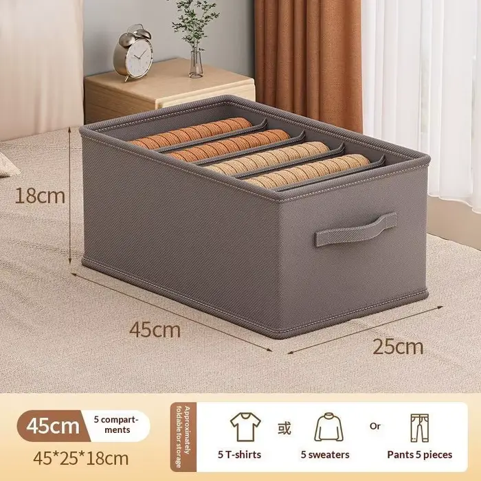 Boîte de rangement à 5 compartiments, organisateur gain de place et anti-poussière pour maquillage,