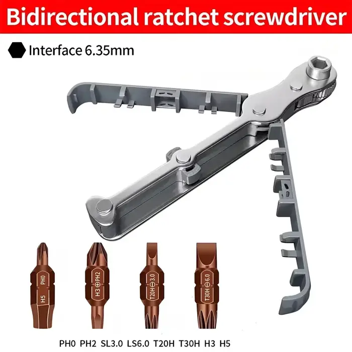 Kit de tournevis à cliquet pliable compact, mécanisme à cliquet bidirectionnel, embouts multiples po