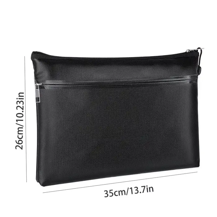 Sac de rangement double compartiment ignifuge et étanche avec fermeture éclair