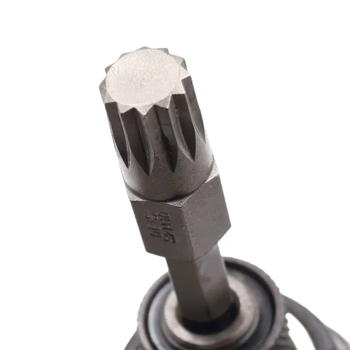 Tournevis Torx cannelé à 12 points, embout de 1/4 pouces, tige hexagonale, tête de perceuse à vent 5