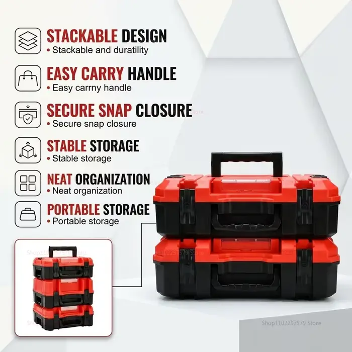 Ensemble de boîtes à outils empilables résistantes à la pression et aux chutes
