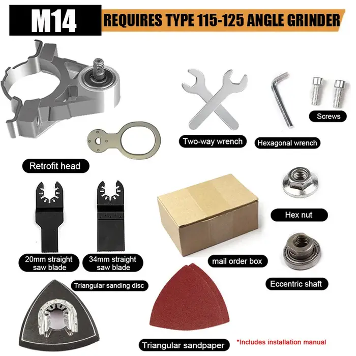 Meuleuse d'angle conversion jeu de têtes universelles 115 125 Type adaptateur M14 multifonction électrique coupe pelle