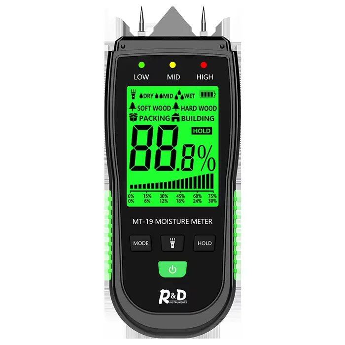 R & D MT-19 humidimètre numérique pour bois, hygromètre mural, détecteur d'humidité du bois, testeur