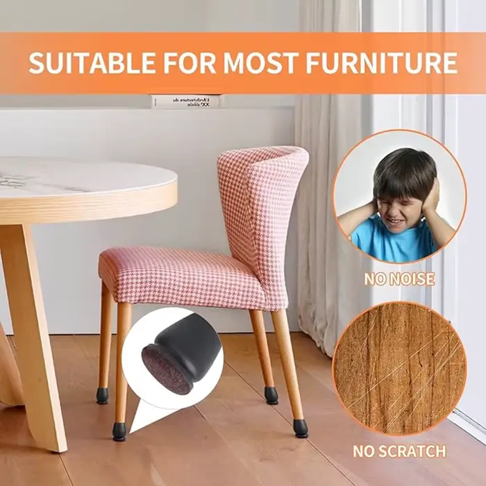 Protecteur de sol pour pieds de chaise, 8 pièces, couvre-pieds en feutre 15 ° Diagonal avec coussi