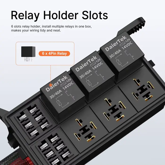 Boîtier de relais 12V, boîte à fusibles 6 voies