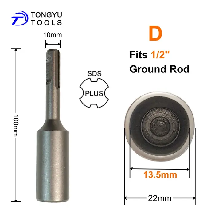 Embout de vissage SDS Plus pour tiges de terre de 1/2