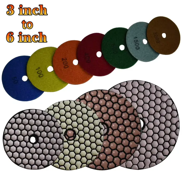 Tampons de polissage diamant 3 "4" 5 "6", disque de polissage sec et humide pour le ponçage du marbr