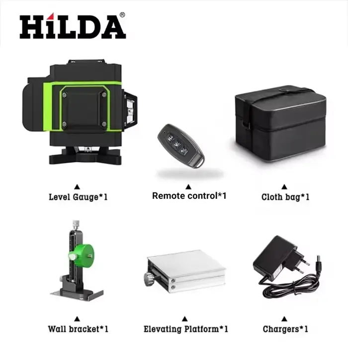 HILDA 16/12 lignes niveau laser ligne verte SelfLeveling 360 horizontal et vertical super puissant faisceau vert