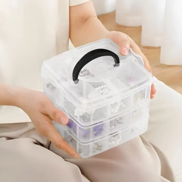Boîte de rangement en plastique à 3 niveaux