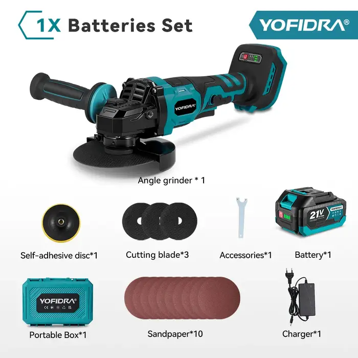 YOFIDRA 125mm meuleuse d'angle électrique sans brosse 3 vitesses polisseuse sans fil coupe outil