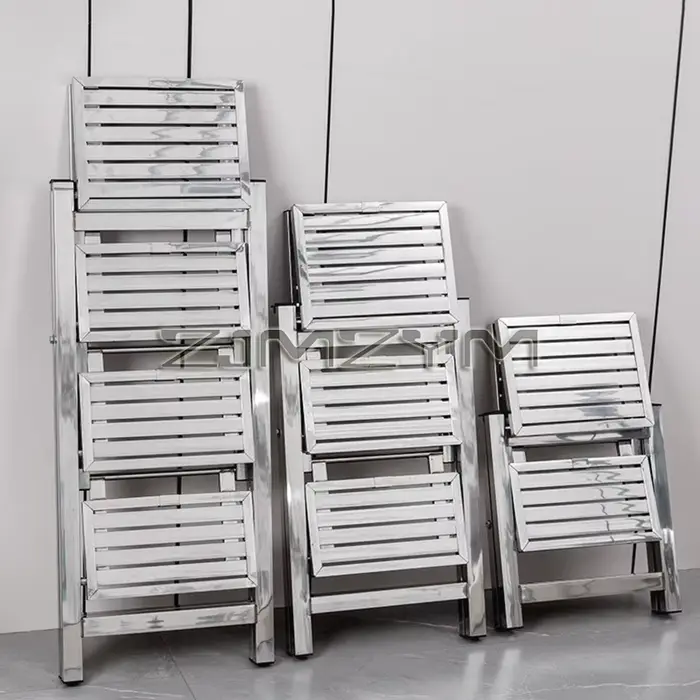 Tabouret d'échelle en acier inoxydable pliant télescopique épaissi escabeau intérieur multifonctionnel Portable 2-3