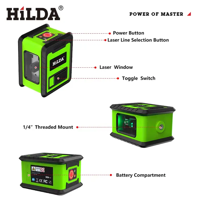 HILDA niveau Laser mètre 2 lignes croix