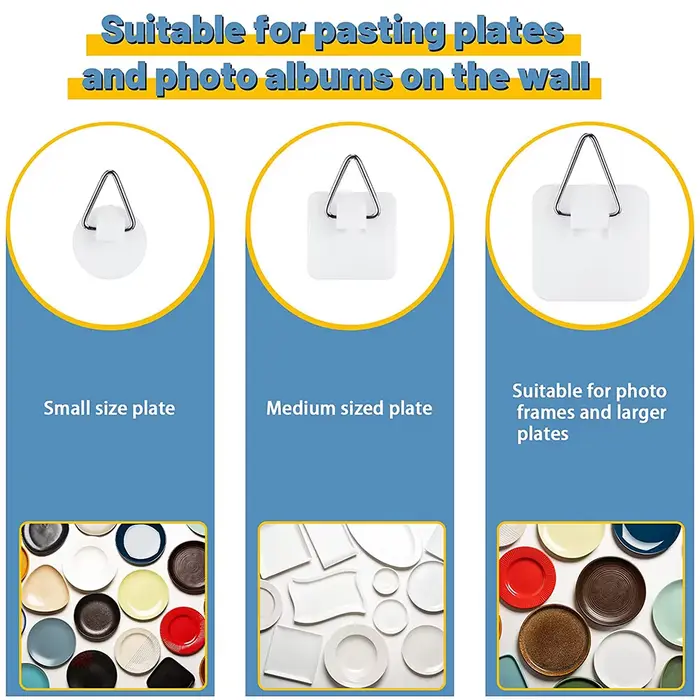 Cintre Adhésif Invisible pour Plaque Murale, Support Rond et Vertical, Crochet pour Vaisselle, 40 Pi