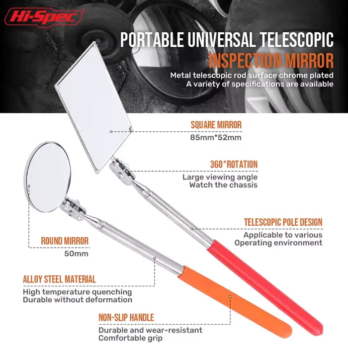 Miroir rotatif d'inspection extensible