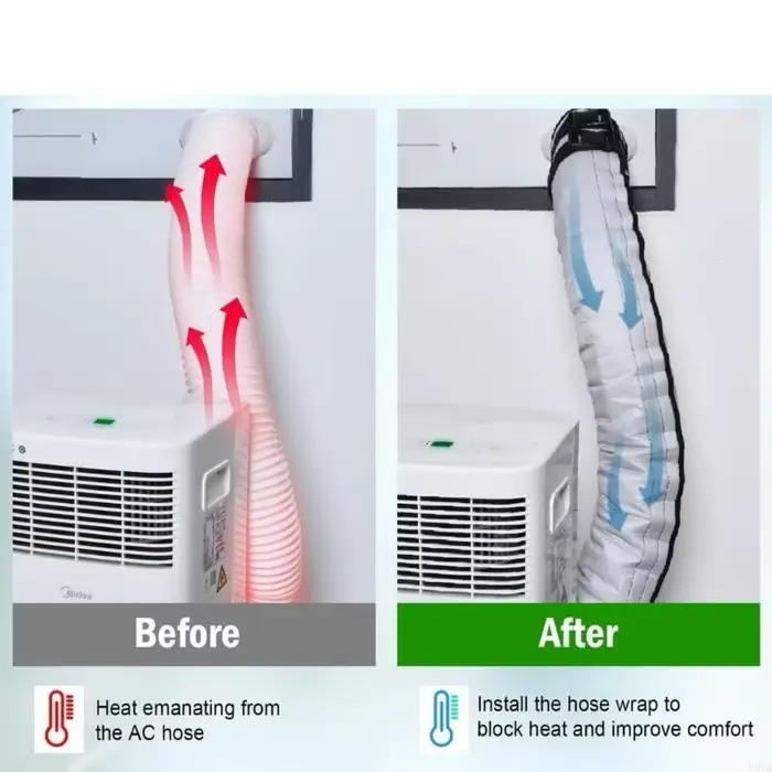 Manchette d'isolation à triple couche pour tuyau d'échappement du climatiseur portable Couverture d'évent conduit flexible