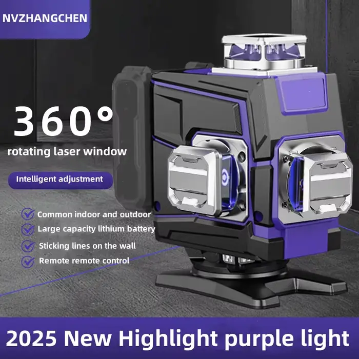 Niveau Laser 12/16 lignes 3D/4D ligne violette auto-nivelante 360 ​​rotation horizontale verticale