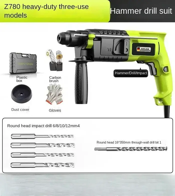 Combo marteau électrique et ciseau 220 V pour le perçage et le cisaillement du béton