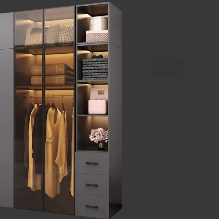 Armoire de rangement garde-robe vêtements chambre tiroir étagère suspendue