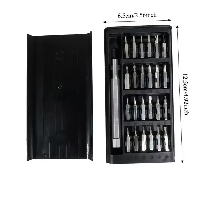 Mini kit de tournevis de précision 25 en 1 avec tête magnétique et boîte de rangement compacte. Facile d'accès et de transport