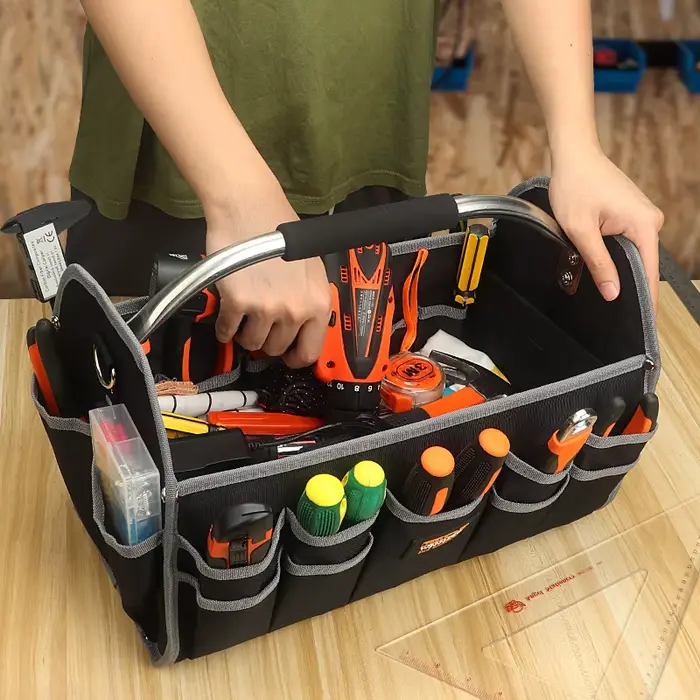 Boîte à outils empilable en acier inoxydable de grande capacité