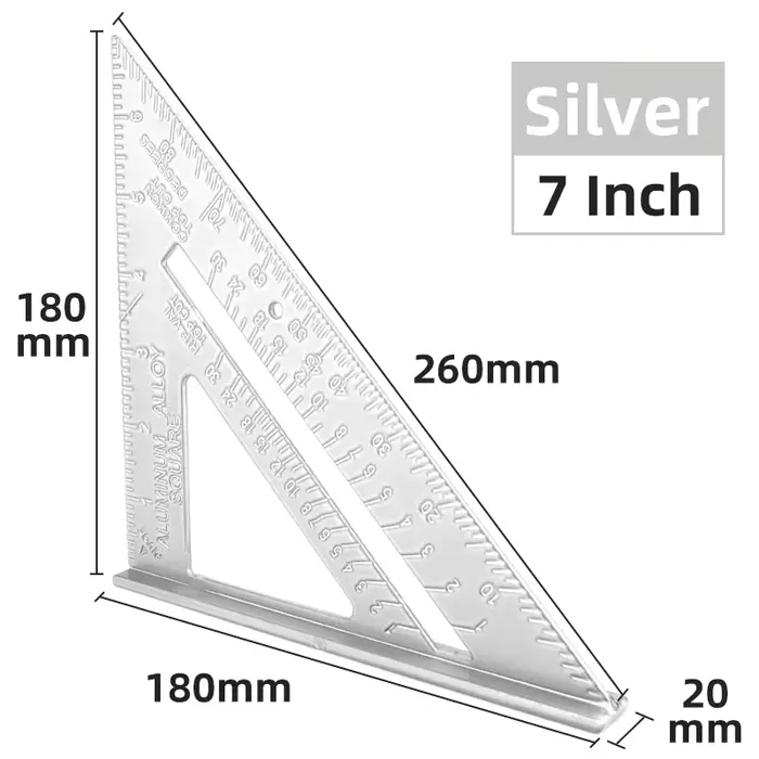 Outil de mesure de règle triangulaire, alliage d'infraction, ensemble de charpentier, essayer carré,