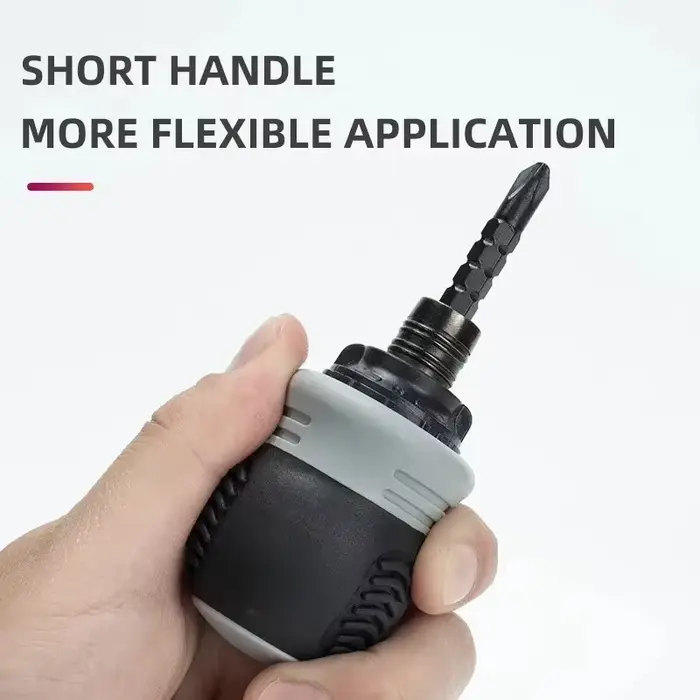 Tournevis à cliquet ergonomique à manche court avec 12 embouts double face multi-spécifications pour la réparation de meubles électroniques et de bricolage