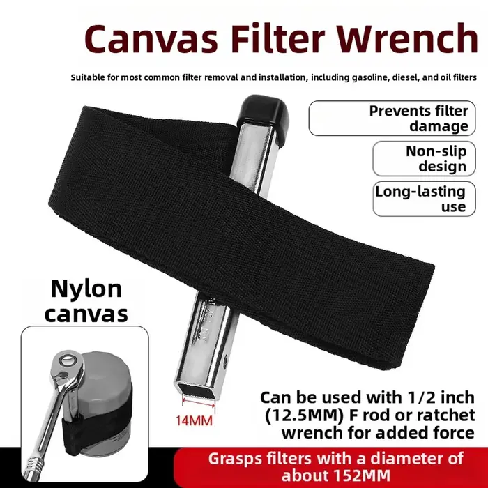 Clé à filtre à huile avec sangle en nylon de 152 mm, pour filtres à carburant et à moteur diesel, av