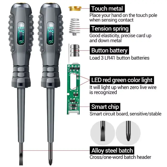 Tournevis d'électricien mot/croix 12-220V