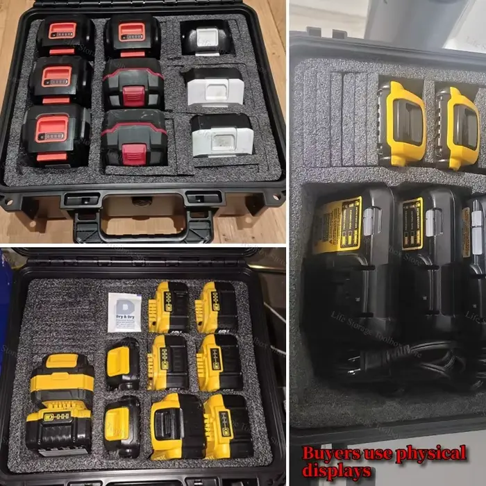 Étui de rangement pour batterie et chargeur Makita Dewalt Milwaukee Parkside - Boîte à outils électrique étanche - Sac