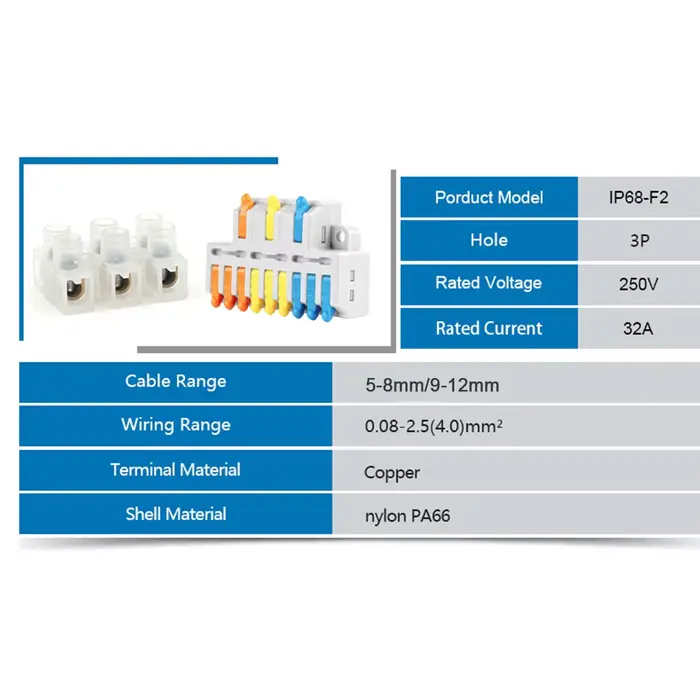 Boîte de jonction étanche 3 voies en plastique mini IP68