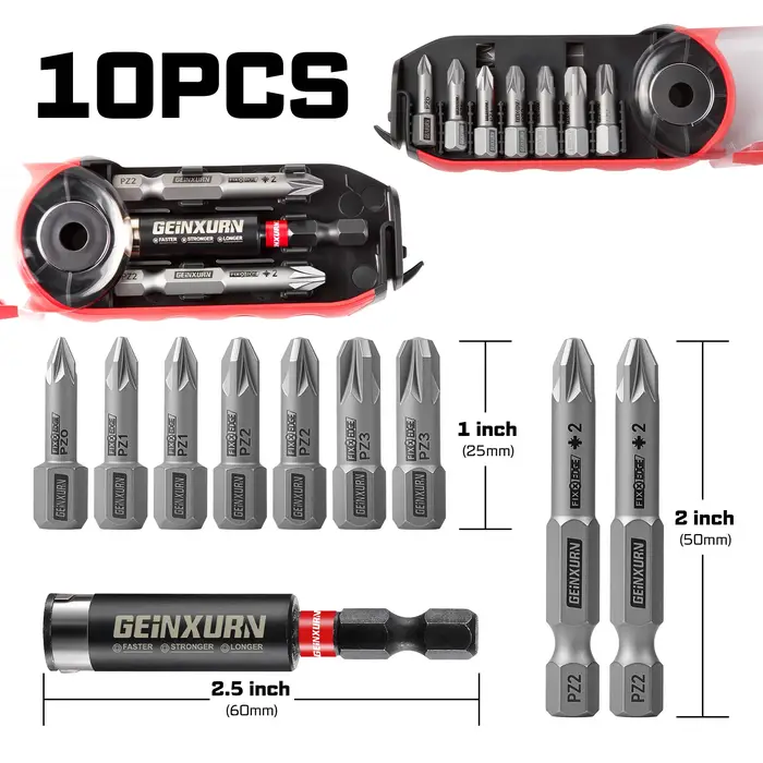 Jeu de 10 embouts de tournevis FIXEDGE Geinxurn