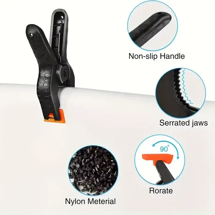 Pinces à ressort de 2 pouces en plastique robuste pour fond