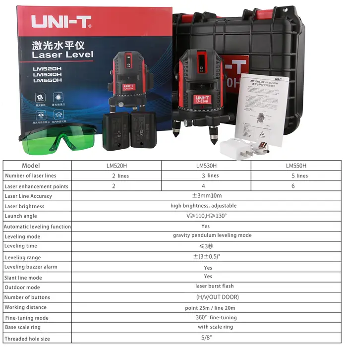 T LMcape H 16 12 lignes niveau laser tactile type haute luminosité faisceau vert auto-tombant